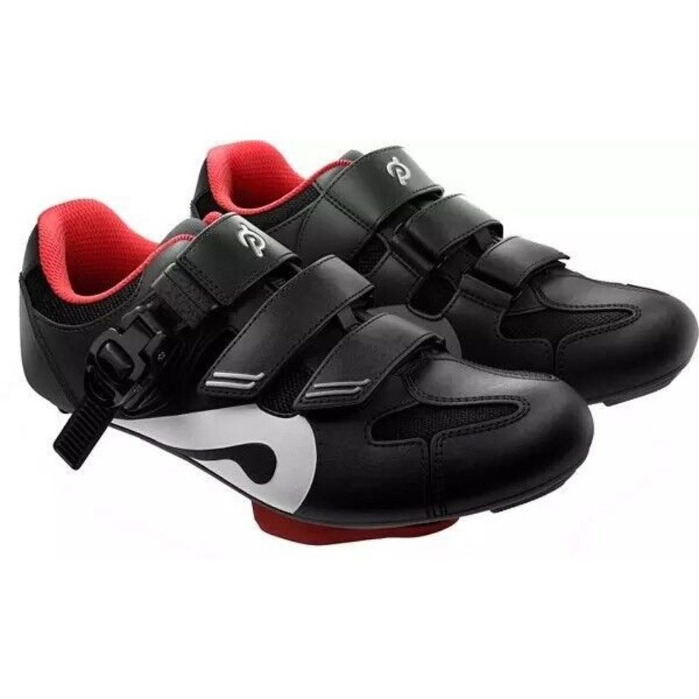 Peloton Cycling Shoes Size 8/39 Black White Red Missing Bottom Cleats Women’s